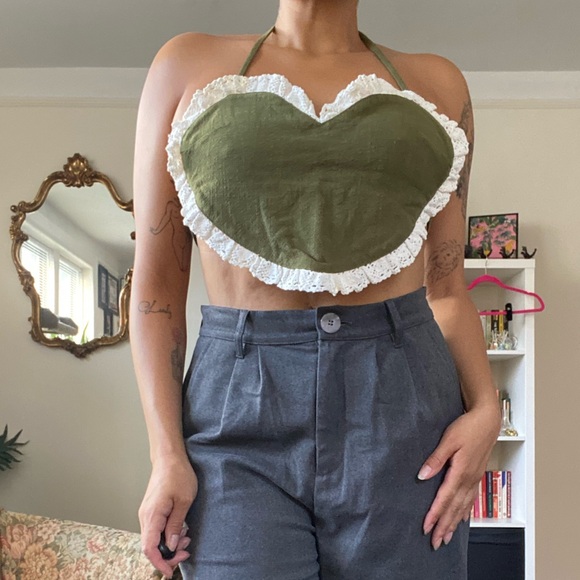 Fashion Brand Company Tops - Scrap Anime Valentine Halter Green